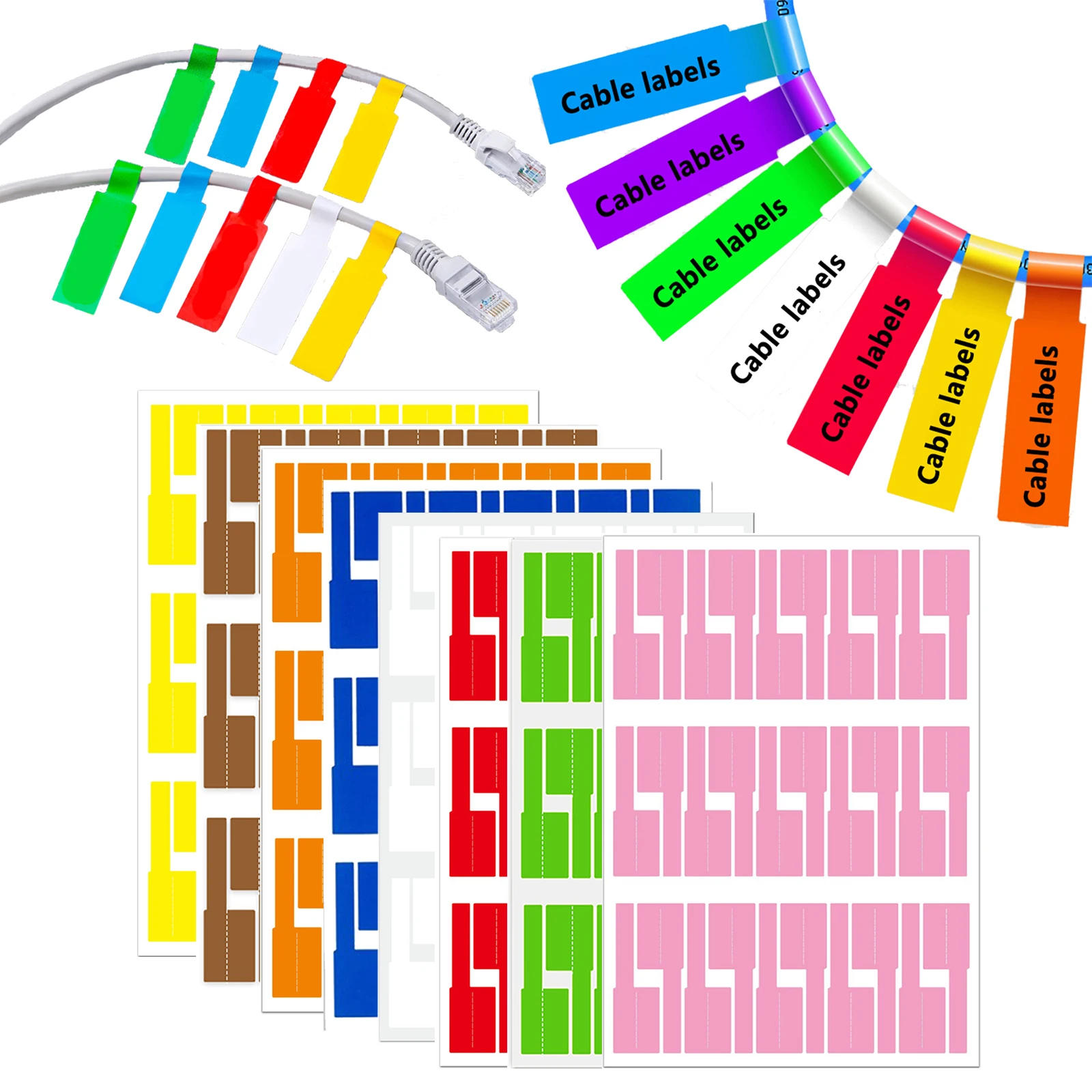 Label Maker - 240pcs Self-Adhesive Cable Labels Colorful Waterproof