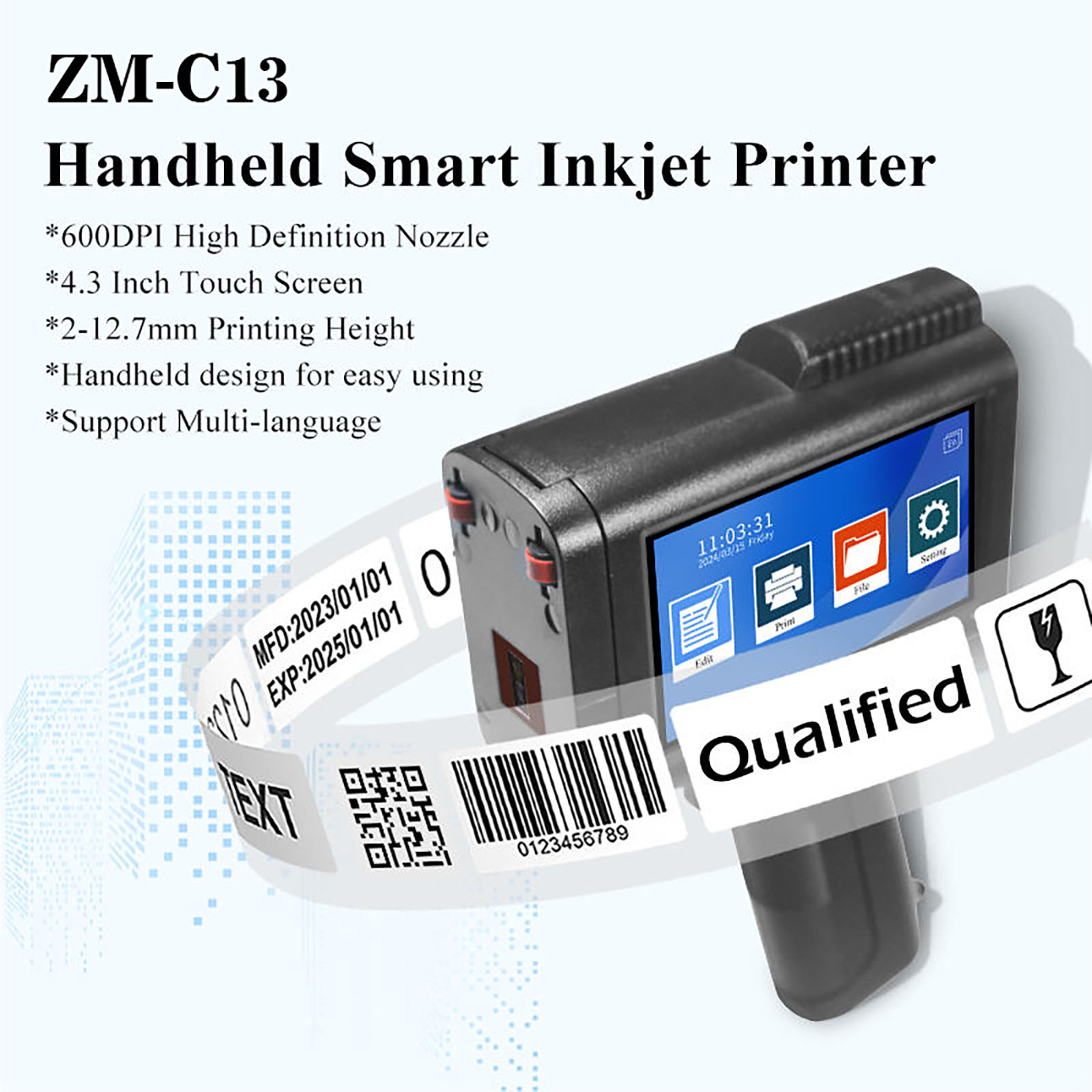 ZM-C13 12.7mm Handheld Inkjet  - огляд і ціна Barcode Printer